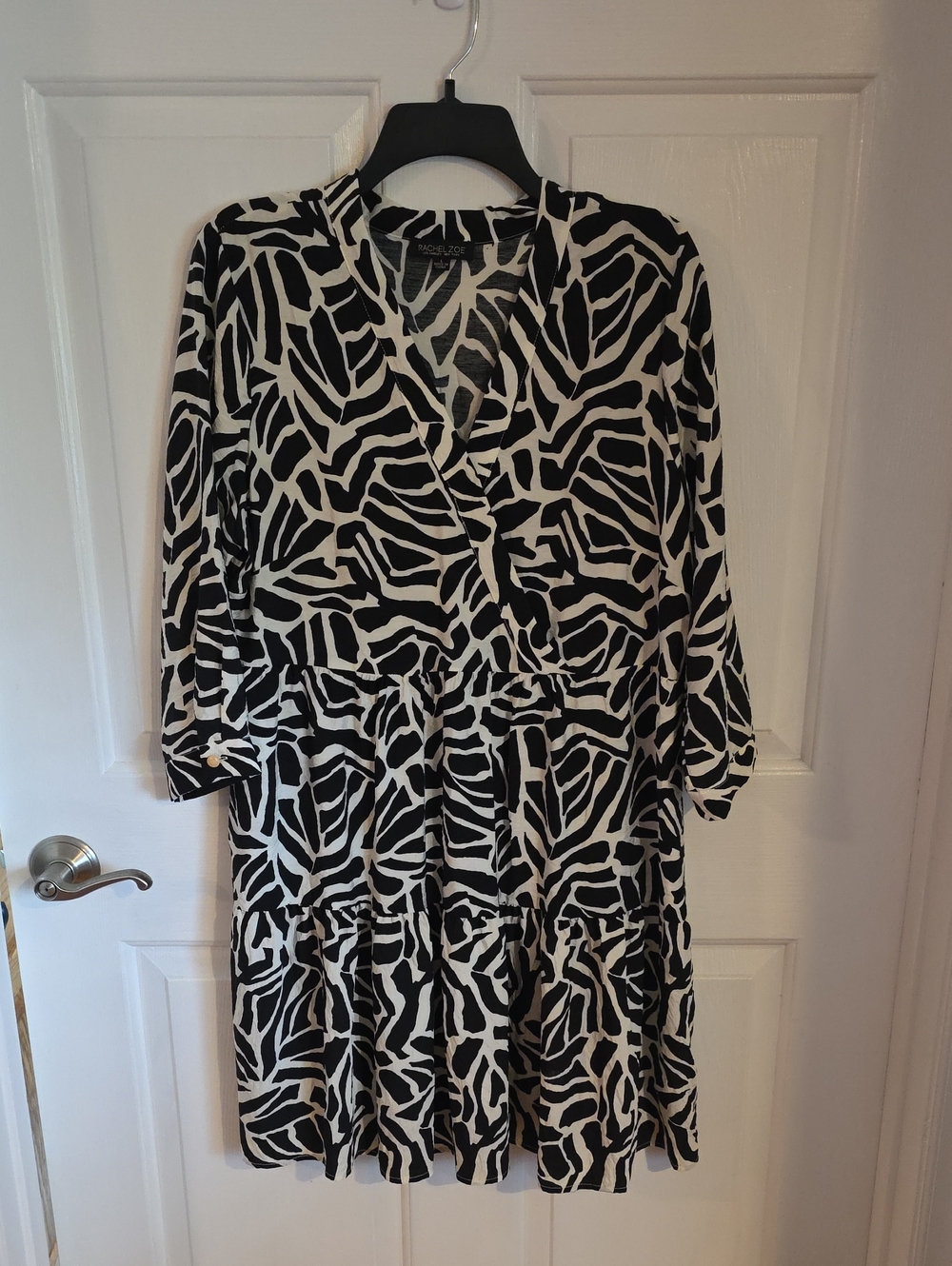 Rachel Zoe Monochrome Graphic-Print Faux Wrap Dress